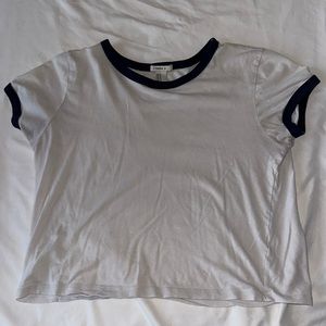 Forever 21 White and Blue T-Shirt Short Sleeve